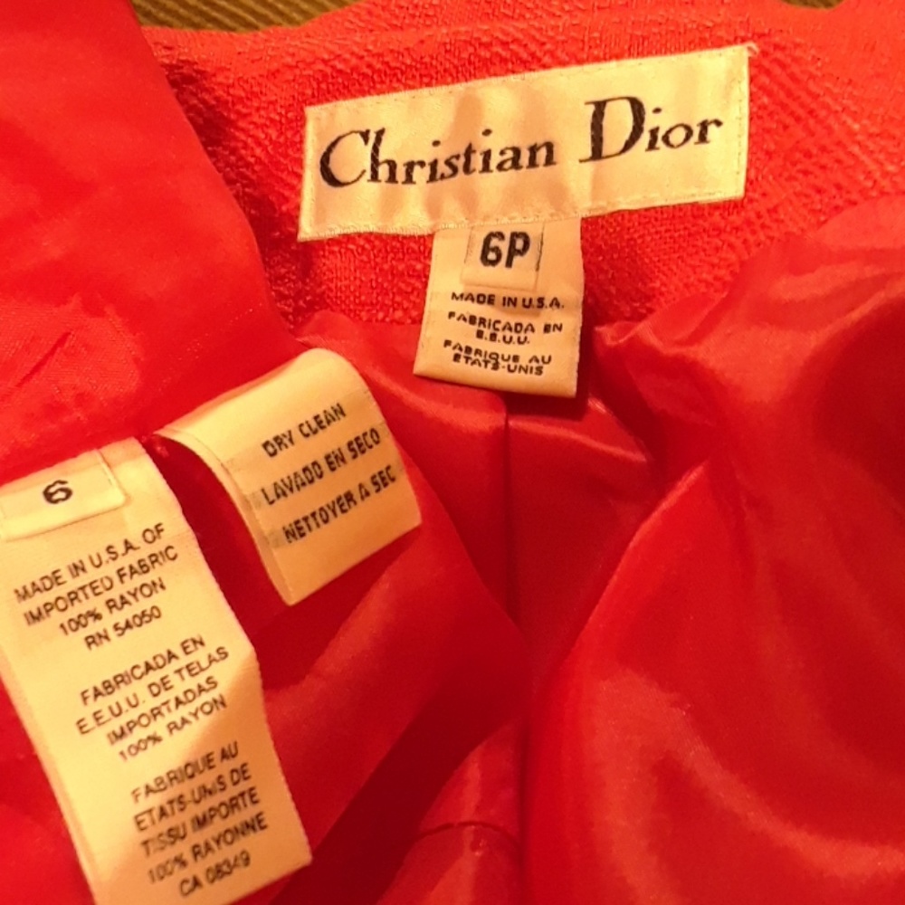 Christian Dior orange Skirt Suit 6 Petite - Picture 7 of 8